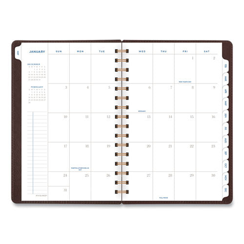 Signature Collection Distressed Brown Weekly Monthly Planner, 8.5 X 5.5, Brown Cover, 13-month (jan To Jan): 2023 To 2024