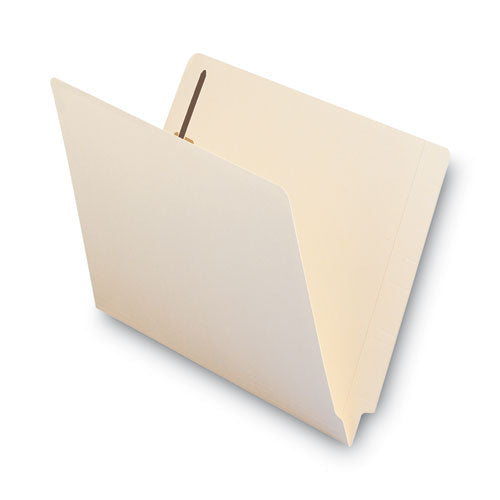 End Tab Fastener Folders With Reinforced Straight Tabs, 14-pt Manila, 2 Fasteners, Letter Size, Manila Exterior, 50/box