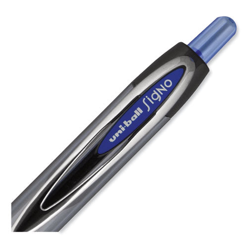 Signo 207 Gel Pen, Retractable, Bold 1 Mm, Blue Ink, Black/blue Barrel, Dozen