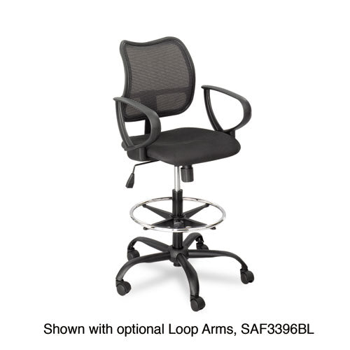 Vue Series Mesh Extended-height Chair, Supports Up To 250 Lb, 23" To 33" Seat Height, Black Vinyl Seat, Black Base