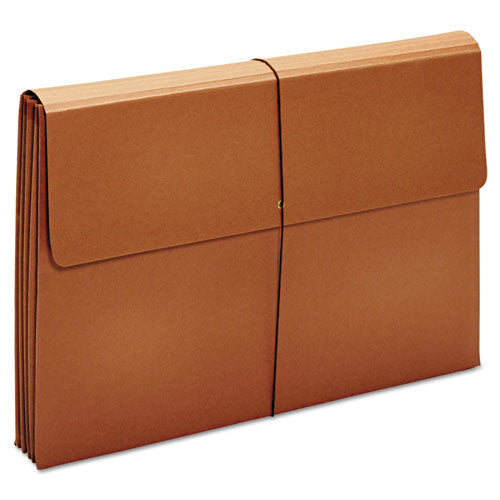 Expanding Wallet, 3.5" Expansion, 1 Section, Elastic Cord Closure, Tabloid Size, Brown