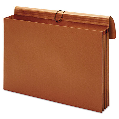 Expanding Wallet, 3.5" Expansion, 1 Section, Elastic Cord Closure, Tabloid Size, Brown