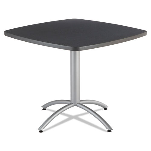 Cafeworks Table, Cafe-height, Square Top, 36w X 36d X 30h, Graphite Granite/silver
