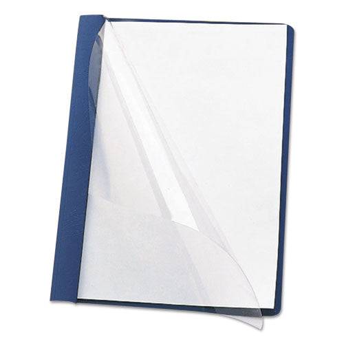 Clear Front Report Cover, Double-prong Fastener, 0.5" Capacity, 8.5 X 11, Clear/dark Blue, 25/box