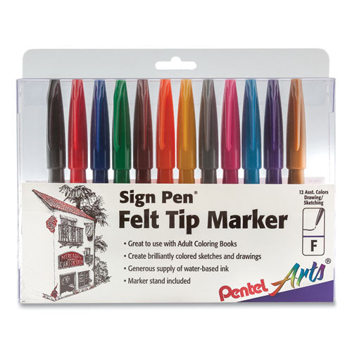 Sign Pen Fine Point Color Marker, Extra-fine Bullet Tip, Red, Dozen