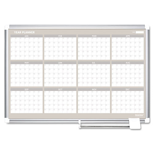 Magnetic Dry Erase Calendar Board, Four Month, 36 X 24, White Surface, Silver Aluminum Frame