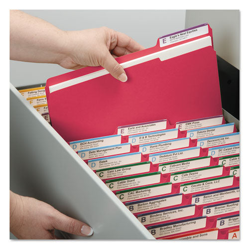 Colored Pressboard Fastener Folders With Safeshield Fasteners, 2" Expansion, 2 Fasteners, Letter Size, Bright Red, 25/box