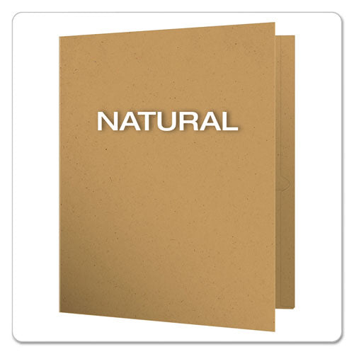 Earthwise By Oxford 100% Recycled Paper Twin-pocket Portfolio, 100-sheet Capacity, 11 X 8.5, Natural, 25/box