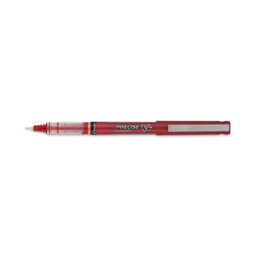 Precise V7 Roller Ball Pen, Stick, Fine 0.7 Mm, Red Ink, Red Barrel, Dozen