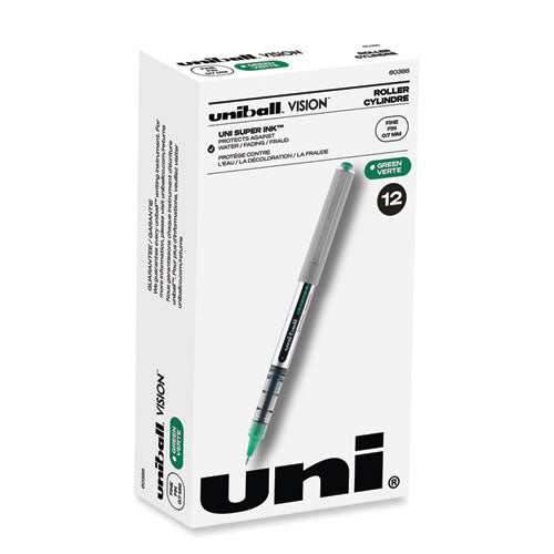 Vision Roller Ball Pen, Stick, Fine 0.7 Mm, Evergreen Ink, Gray Barrel, Dozen