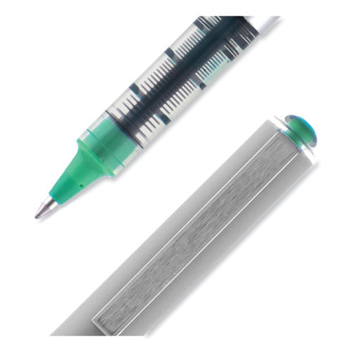 Vision Roller Ball Pen, Stick, Fine 0.7 Mm, Evergreen Ink, Gray Barrel, Dozen