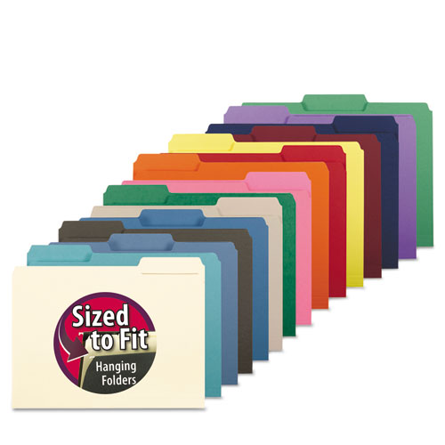 Interior File Folders, 1/3-cut Tabs: Assorted, Letter Size, 0.75" Expansion, Manila, 100/box