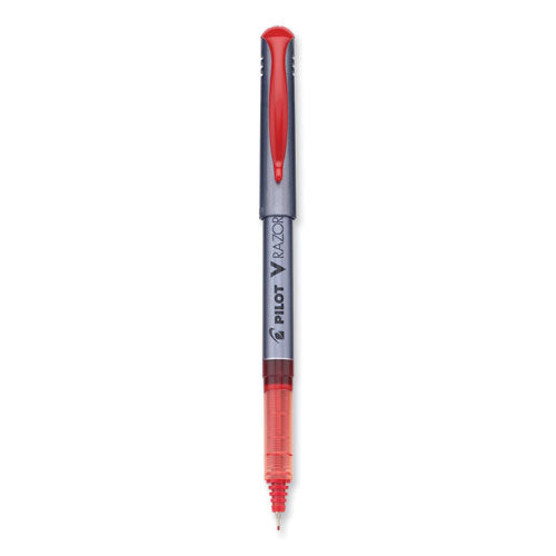 V Razor Point Liquid Ink Porous Point Pen, Stick, Extra-fine 0.5 Mm, Red Ink, Gray Barrel, Dozen