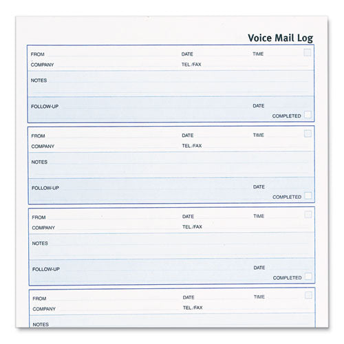 Follow-up Wirebound Voice Mail Log Book, One-part (no Copies), 7.5 X 2, 5 Forms/sheet, 500 Forms Total
