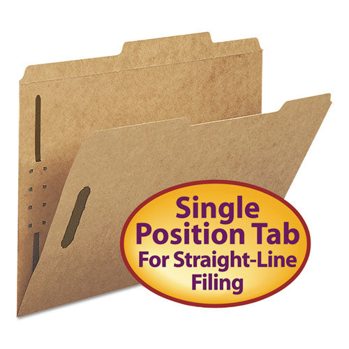 Top Tab Fastener Folders, Guide-height 2/5-cut Tabs, 0.75" Expansion, 2 Fasteners, Letter Size, 11-pt Kraft, 50/box