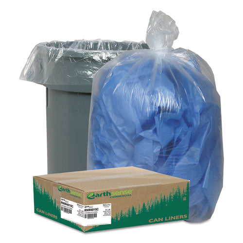 Linear Low Density Clear Recycled Can Liners, 45 Gal, 1.5 Mil, 40" X 46", Clear, 10 Bags/roll, 10 Rolls/carton