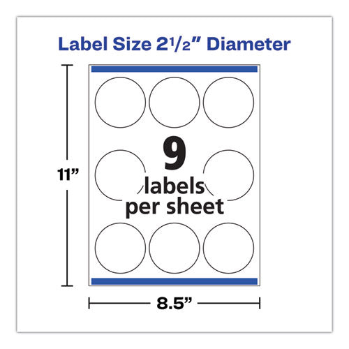 Durable White Id Labels W/ Sure Feed, 2.5" Dia, White, 72/pk