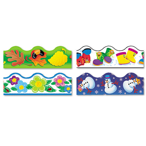Terrific Trimmers Border Variety Set, 2.25" X 39", Bright On Black, Assorted Colors/designs, 48/set