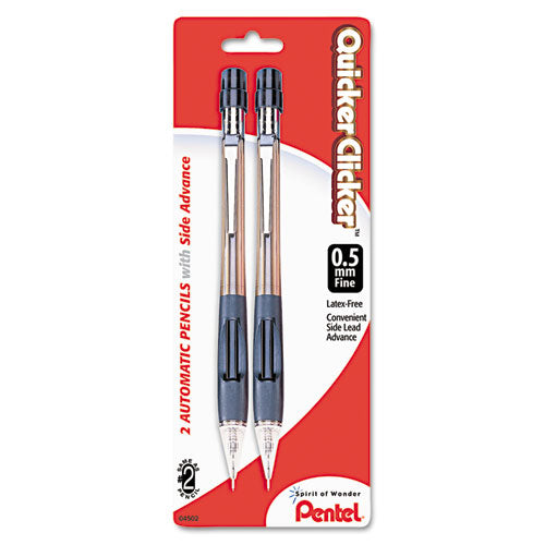 Quicker Clicker Mechanical Pencil, 0.5 Mm, Hb (#2.5), Black Lead, Transparent Blue Barrel