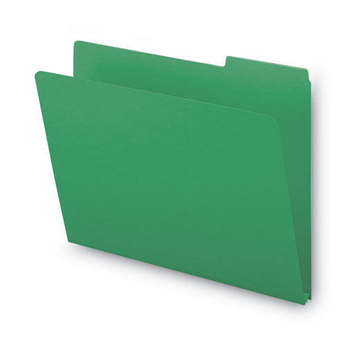 Expanding Recycled Heavy Pressboard Folders, 1/3-cut Tabs: Assorted, Letter Size, 1" Expansion, Green, 25/box