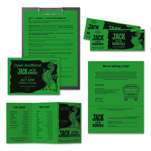 Color Paper, 24 Lb Bond Weight, 8.5 X 11, Gamma Green, 500 Sheets/ream