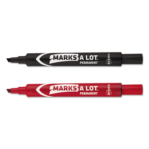 Marks A Lot Regular Desk-style Permanent Marker, Broad Chisel Tip, Black, Dozen (7888)