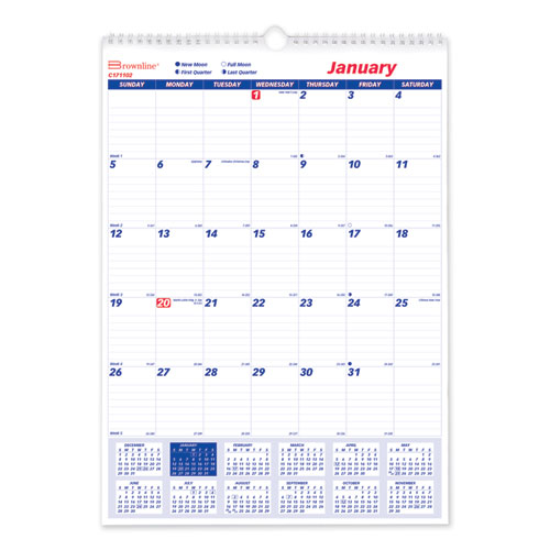 Twin-wirebound Wall Calendar, One Month Per Page, 12 X 17, White Sheets, 12-month (jan To Dec): 2023