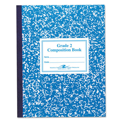 Grade School Ruled Composition Book, Manuscript Format, Blue Cover, (50) 9.75 X 7.75 Sheets