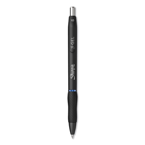 S-gel High-performance Gel Pen, Retractable, Bold 1 Mm, Blue Ink, Black Barrel, Dozen