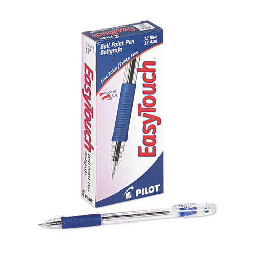 Easytouch Ballpoint Pen, Stick, Fine 0.7 Mm, Blue Ink, Clear Barrel, Dozen