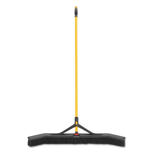 Maximizer Push-to-center Broom, Poly Bristles, 36 X 58.13, Steel Handle, Yellow/black
