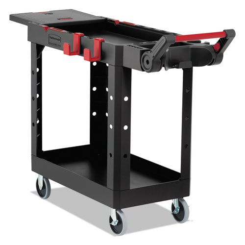 Heavy Duty Adaptable Utility Cart, Plastic, 2 Shelves, 500 Lb Capacity, 17.8" X 46.2" X 36", Black