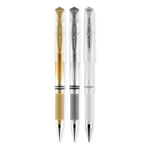 Impact Bold Gel Pen, Stick, Bold 1 Mm, Assorted Marvelous Metallics Ink And Barrel Colors, 3/pack