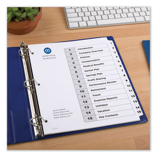 Customizable Toc Ready Index Black And White Dividers, 15-tab, 1 To 15, 11 X 8.5, 1 Set