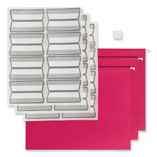 Colored Hanging File Folders With Protab Kit, Letter Size, 1/3-cut, Red