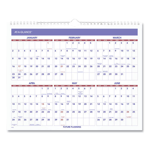 Monthly Wall Calendar, 15 X 12, White/red/blue Sheets, 12-month (jan To Dec): 2023