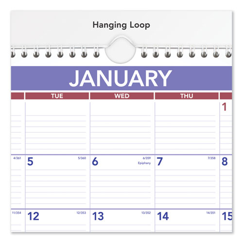 Monthly Wall Calendar, 15 X 12, White/red/blue Sheets, 12-month (jan To Dec): 2023