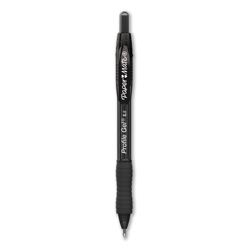 Profile Gel Pen, Retractable, Fine 0.5 Mm, Black Ink, Translucent Black Barrel, Dozen