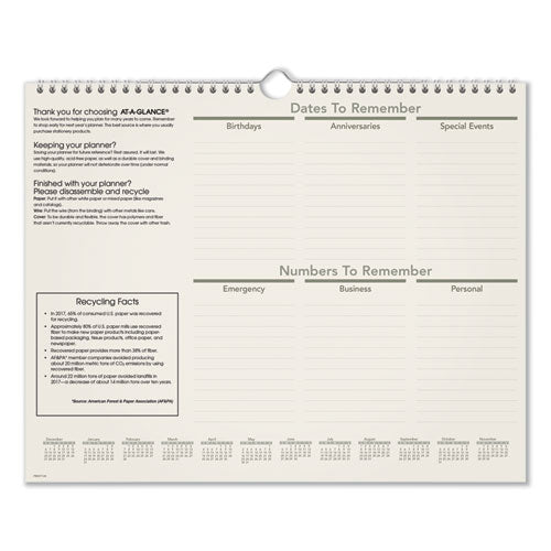 Recycled Wall Calendar, Unruled Blocks, 15 X 12, Sand/green Sheets, 12-month (jan To Dec): 2023