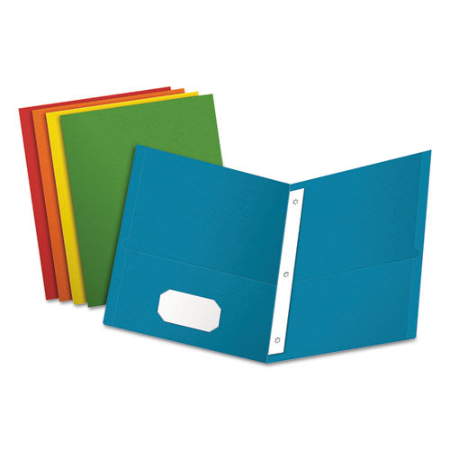 Twin-pocket Folders With 3 Fasteners, 0.5" Capacity, 11 X 8.5, Blue, 25/box