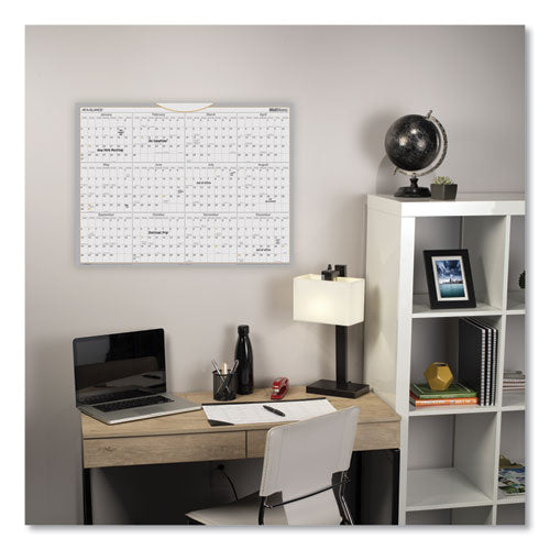 Wallmates Self-adhesive Dry Erase Yearly Planning Surfaces, 24 X 18, White/gray/orange Sheets, 12-month (jan To Dec): 2023