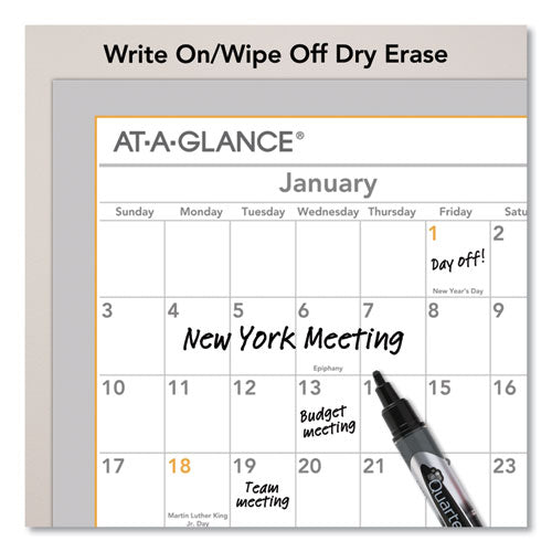 Wallmates Self-adhesive Dry Erase Yearly Planning Surfaces, 24 X 18, White/gray/orange Sheets, 12-month (jan To Dec): 2023