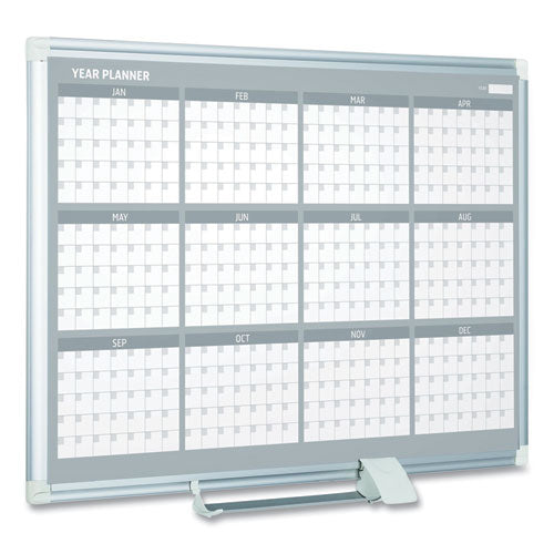 Magnetic Dry Erase Calendar Board, 12 Month, 36 X 24, White Surface, Silver Aluminum Frame