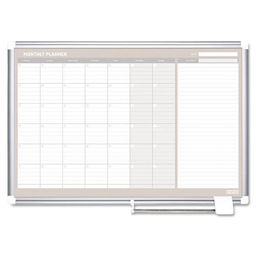 Magnetic Dry Erase Calendar Board, 12 Month, 36 X 24, White Surface, Silver Aluminum Frame