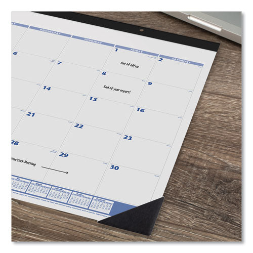 Desk Pad, 22 X 17, White Sheets, Black Binding, Black Corners, 12-month (jan To Dec): 2023