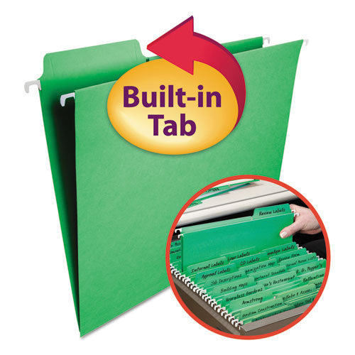 Fastab Hanging Folders, Letter Size, 1/3-cut Tabs, Green, 20/box