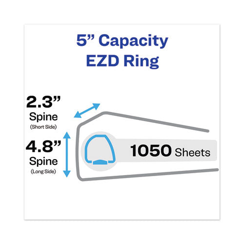 Heavy-duty View Binder With Durahinge And Locking One Touch Ezd Rings, 3 Rings, 5" Capacity, 11 X 8.5, Red