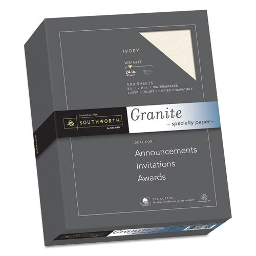 Granite Specialty Paper, 24 Lb Bond Weight, 8.5 X 11, Ivory, 500/ream