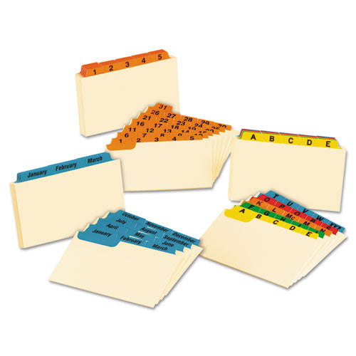 Manila Index Card Guides With Laminated Tabs, 1/3-cut Top Tab, January To December, 4 X 6, Manila, 12/set
