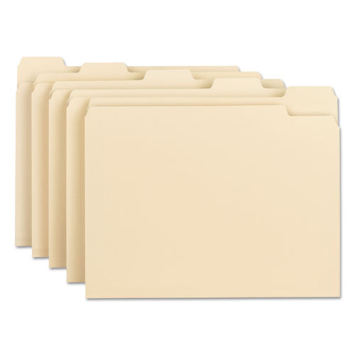 Manila File Folders, 1/5-cut Tabs: Assorted, Letter Size, 0.75" Expansion, Manila, 100/box